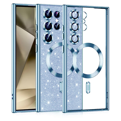 Funda MagSafe para Samsung Galaxy S24 Ultra S928, Techsuit, Luxury Glitter, Azul
