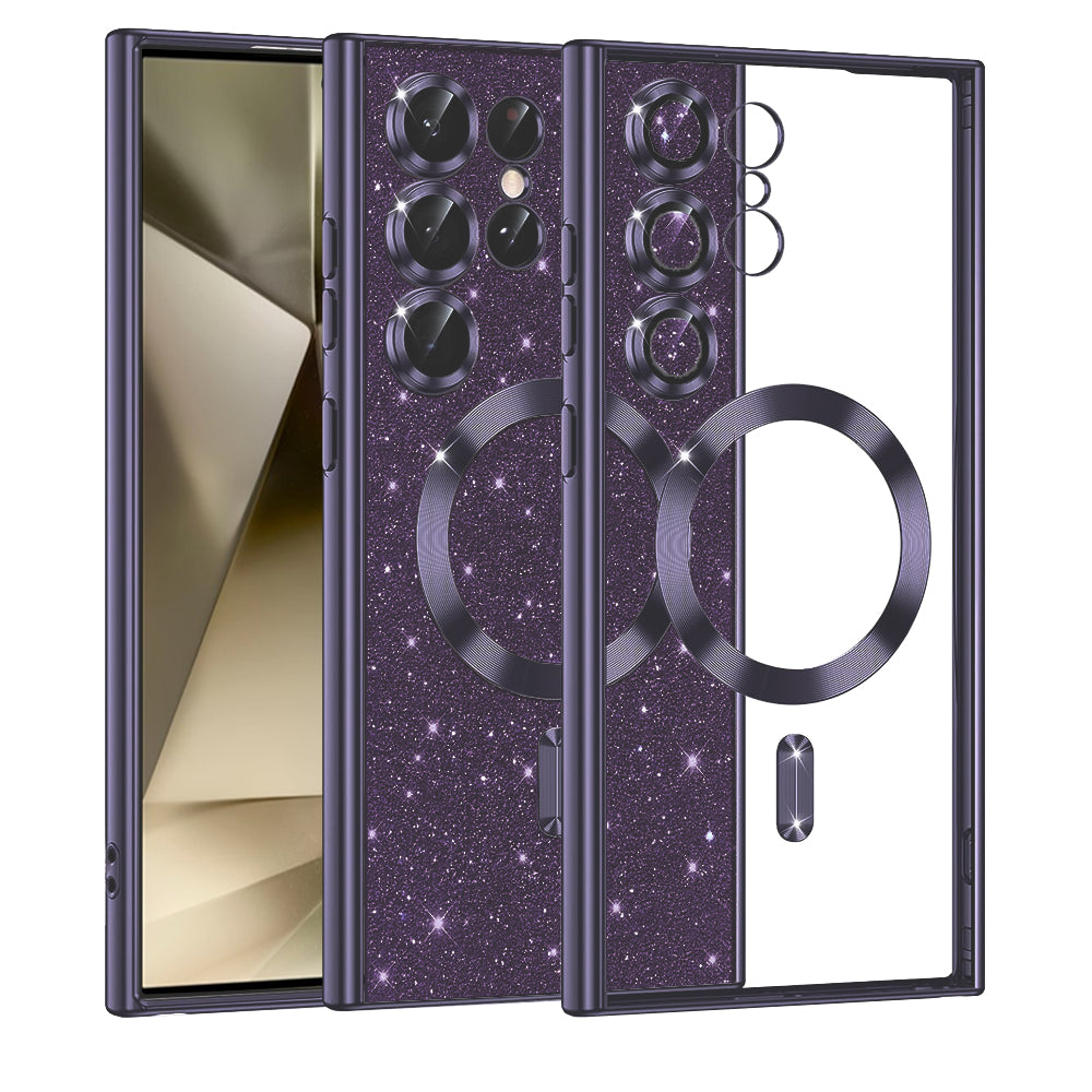 Funda MagSafe para Samsung Galaxy S24 Ultra S928, Techsuit, Luxury Glitter, Morado Oscuro