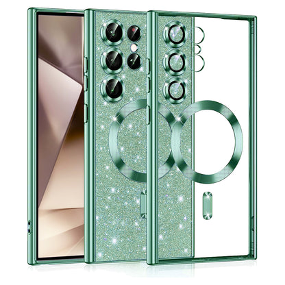 Funda MagSafe para Samsung Galaxy S24 Ultra S928, Techsuit, Luxury Glitter, Verde Claro