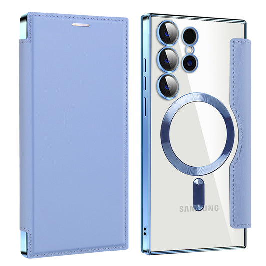 Funda MagSafe para Samsung Galaxy S24 Ultra S928, Techsuit, SmartMag Book, Azul