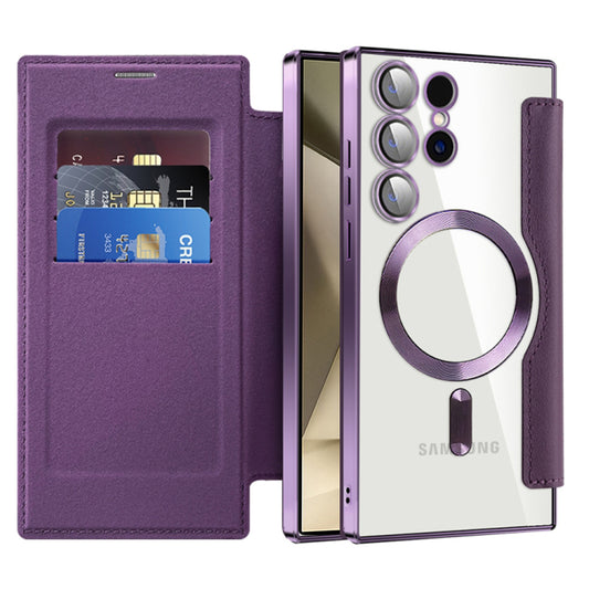Funda MagSafe para Samsung Galaxy S24 Ultra S928, Techsuit, SmartMag Book, Morado