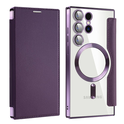 Funda MagSafe para Samsung Galaxy S24 Ultra S928, Techsuit, SmartMag Book, Morado