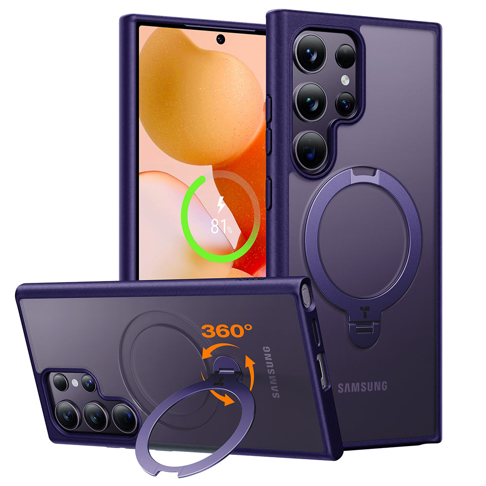 Funda MagSafe para Samsung Galaxy S24 Ultra S928, Torras, Ostand Spin, Morado
