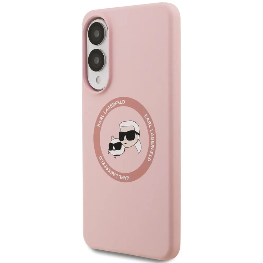 Funda MagSafe para Samsung Galaxy S25 Edge S937, Karl Lagerfeld, Silicone Double Heads, Rosa