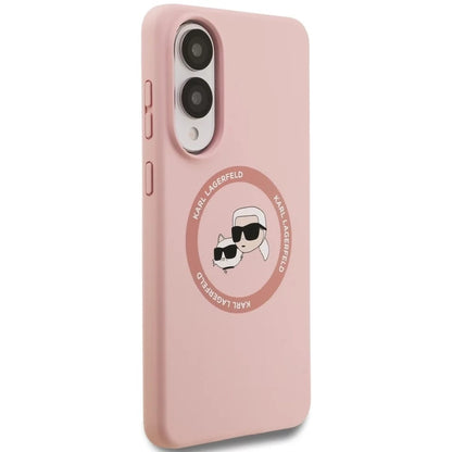Funda MagSafe para Samsung Galaxy S25 Edge S937, Karl Lagerfeld, Silicone Double Heads, Rosa