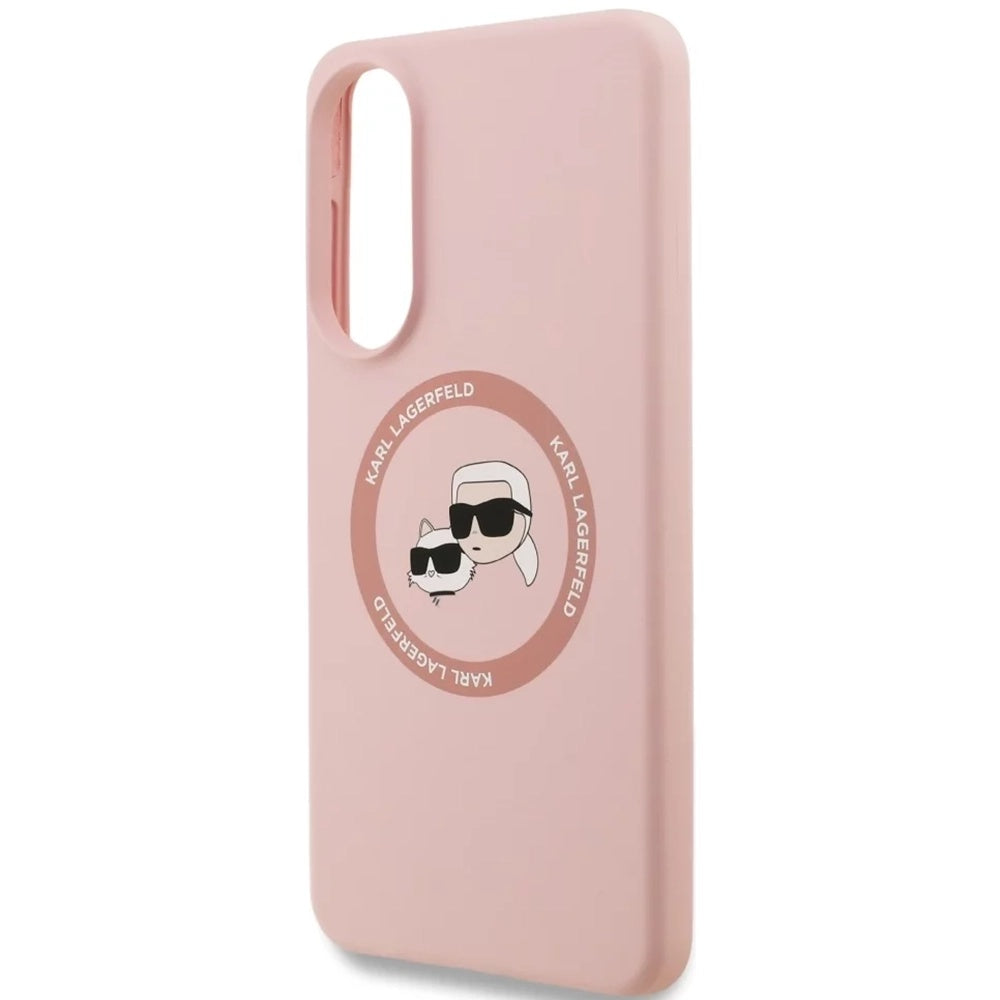 Funda MagSafe para Samsung Galaxy S25 Edge S937, Karl Lagerfeld, Silicone Double Heads, Rosa