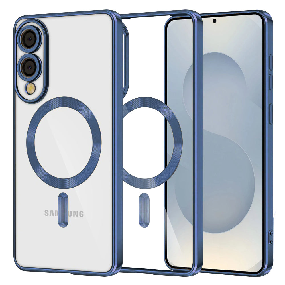 Funda MagSafe para Samsung Galaxy S25 Edge S937, Techsuit, Luxury Crystal, Azul Oscuro
