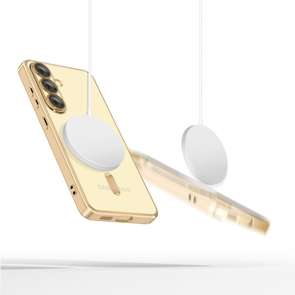 Funda MagSafe para Samsung Galaxy S25 Edge S937, Techsuit, Luxury Crystal, Dorada