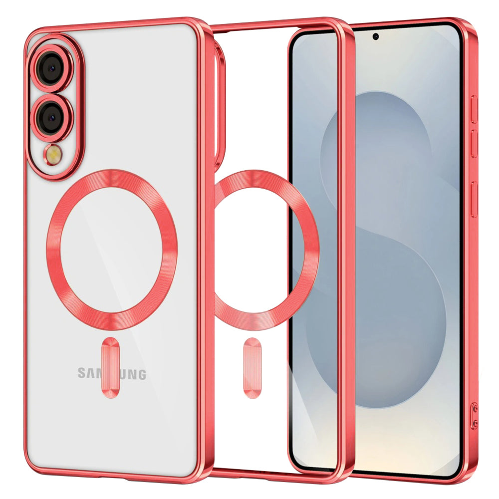 Funda MagSafe para Samsung Galaxy S25 Edge S937, Techsuit, Luxury Crystal, Roja