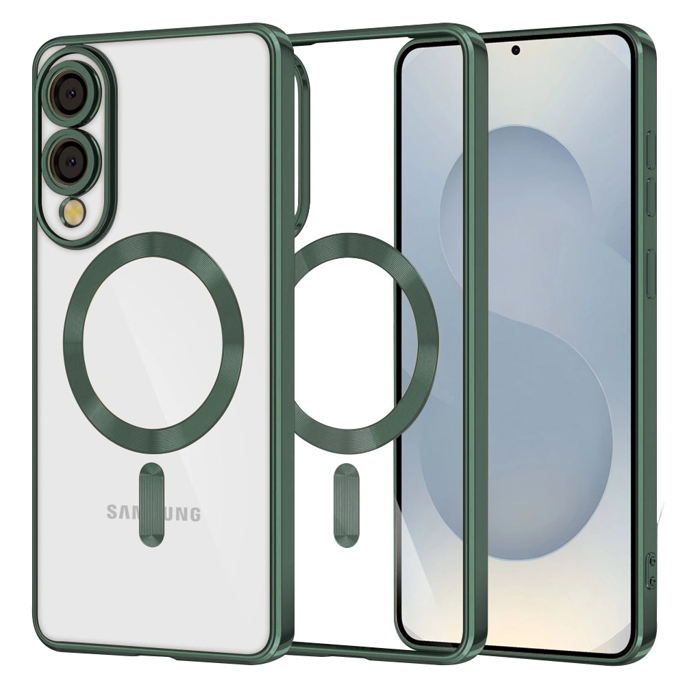 Funda MagSafe para Samsung Galaxy S25 Edge S937, Techsuit, Luxury Crystal, Verde Oscuro