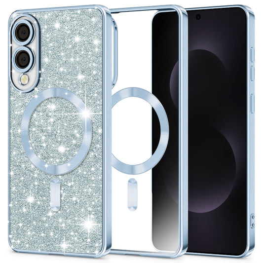 Funda MagSafe para Samsung Galaxy S25 Edge S937, Techsuit, Luxury Glitter, Azul