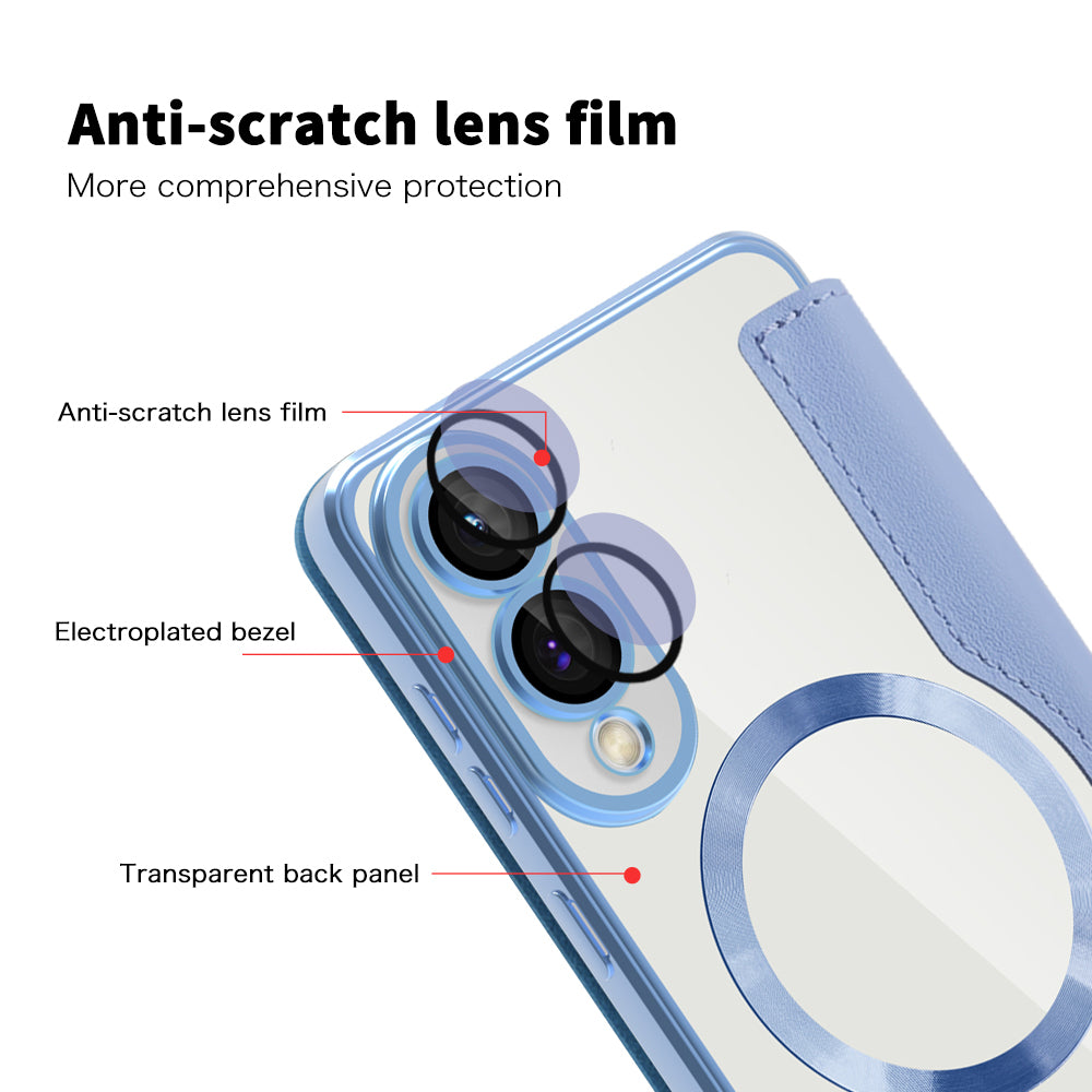 Funda MagSafe para Samsung Galaxy S25 Edge S937, Techsuit, SmartMag Book, Azul