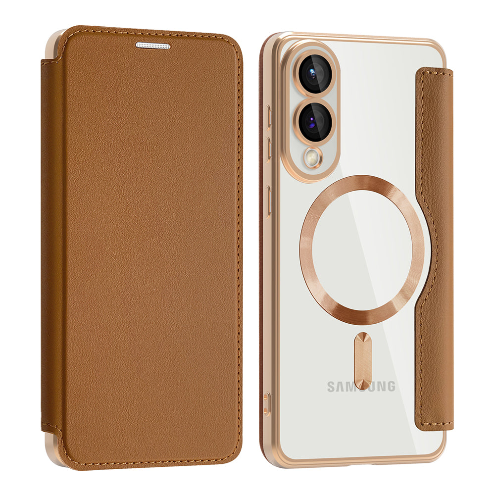 Funda MagSafe para Samsung Galaxy S25 Edge S937, Techsuit, SmartMag Book, Marrón