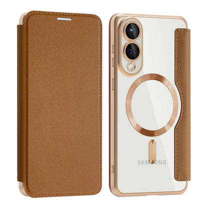 Funda MagSafe para Samsung Galaxy S25 Edge S937, Techsuit, SmartMag Book, Marrón