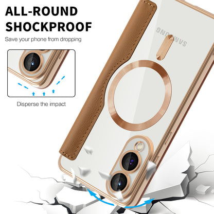 Funda MagSafe para Samsung Galaxy S25 Edge S937, Techsuit, SmartMag Book, Marrón