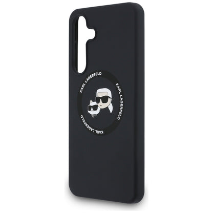 Funda MagSafe para Samsung Galaxy S25 FE, Karl Lagerfeld, Silicona Karl & Choupette's Heads, Negra