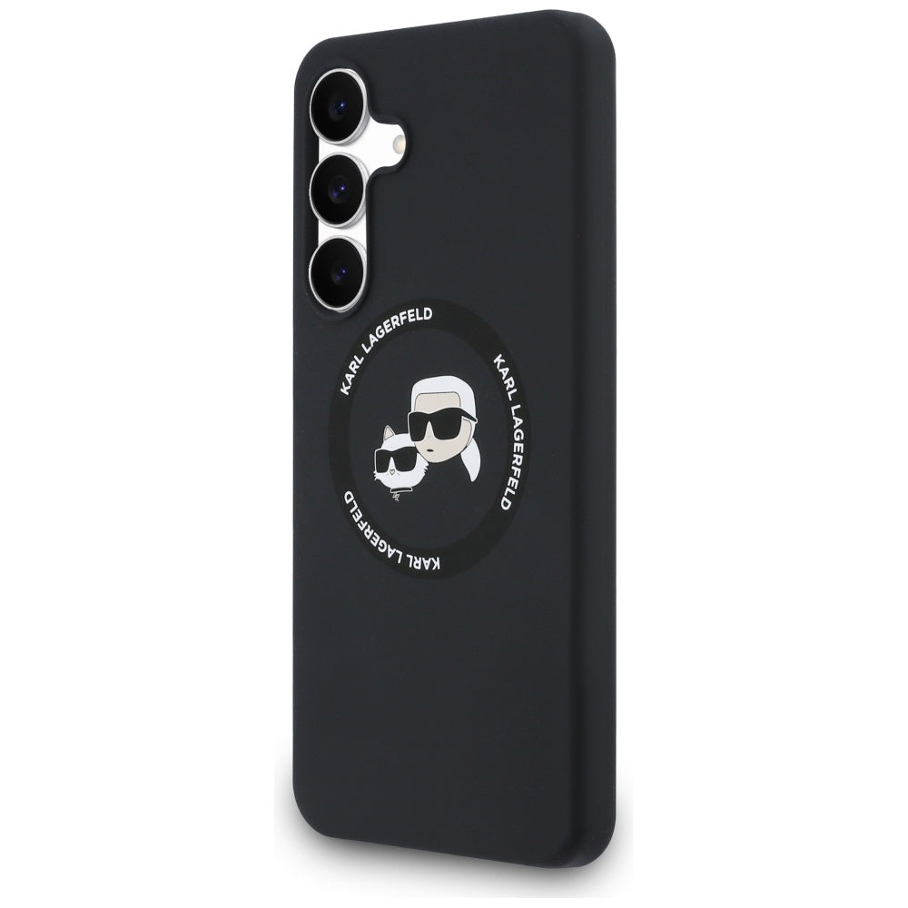 Funda MagSafe para Samsung Galaxy S25 FE, Karl Lagerfeld, Silicona Karl & Choupette's Heads, Negra