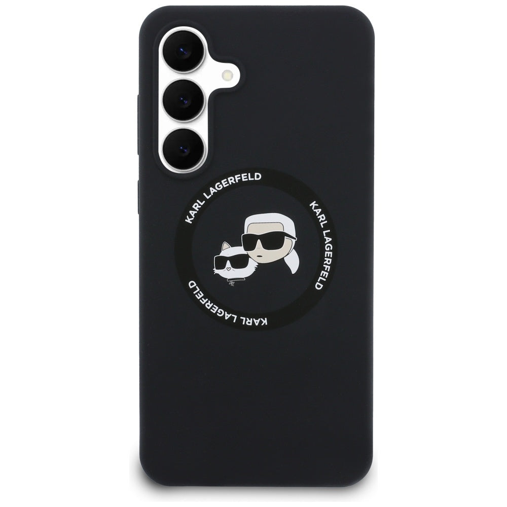 Funda MagSafe para Samsung Galaxy S25 FE, Karl Lagerfeld, Silicona Karl & Choupette's Heads, Negra