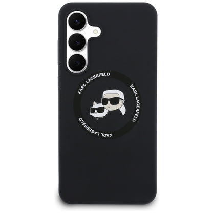 Funda MagSafe para Samsung Galaxy S25 FE, Karl Lagerfeld, Silicona Karl & Choupette's Heads, Negra