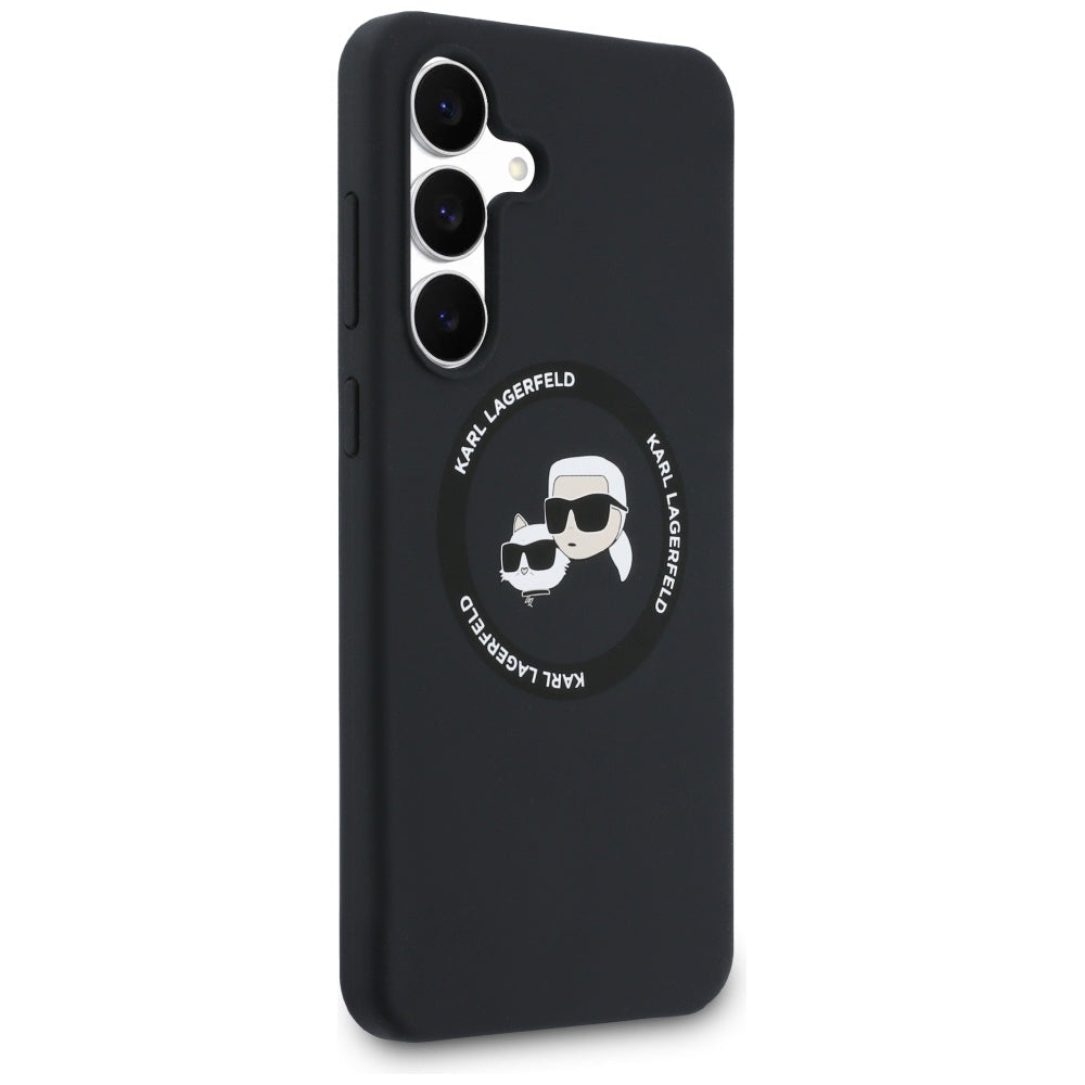 Funda MagSafe para Samsung Galaxy S25 FE, Karl Lagerfeld, Silicona Karl & Choupette's Heads, Negra