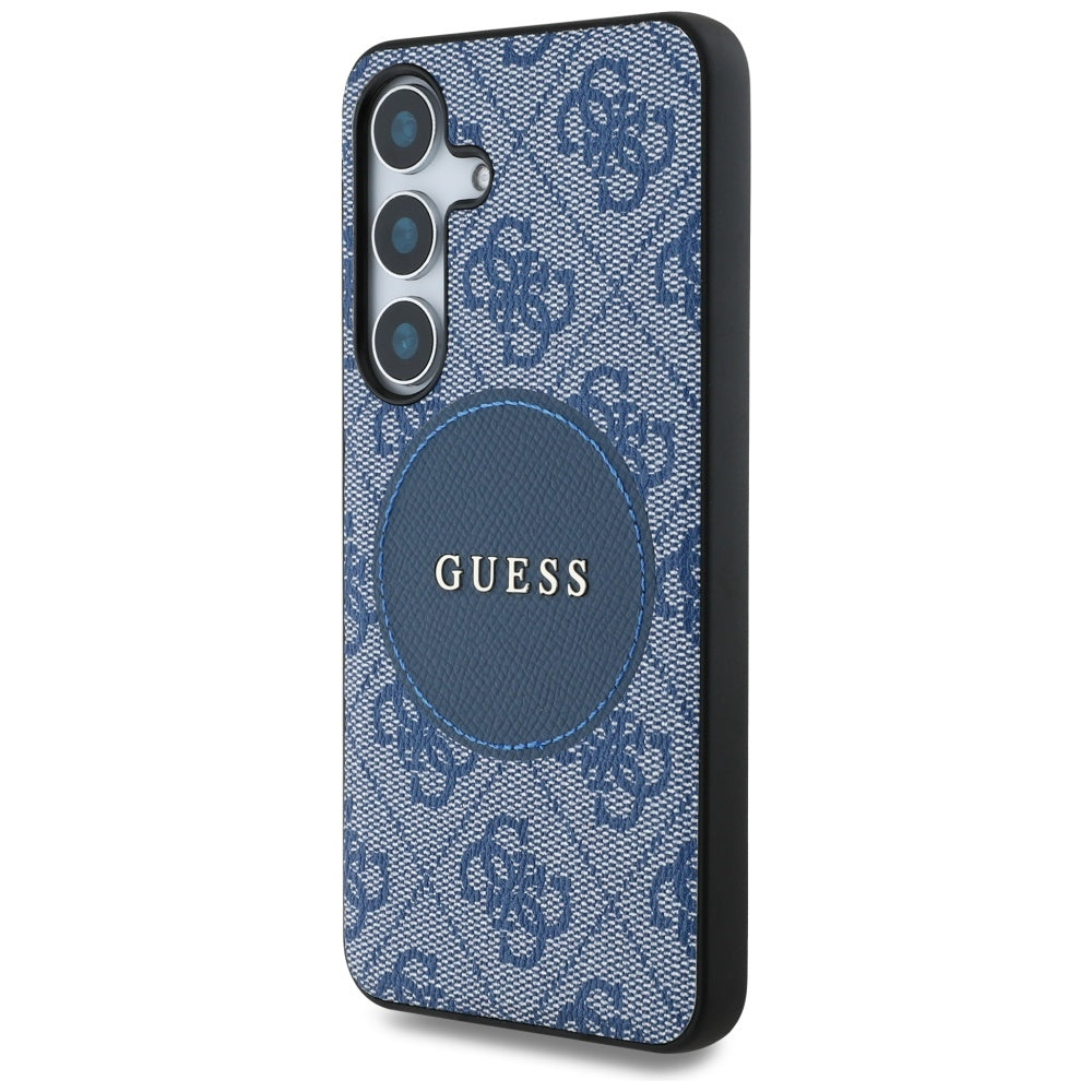 Funda MagSafe para Samsung Galaxy S25+ S936, Guess, 4G Circle Classic Logo, Azul