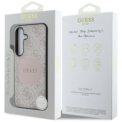 Funda MagSafe para Samsung Galaxy S25+ S936, Guess, 4G Circle Classic Logo, Rosa