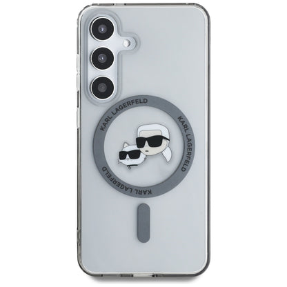 Funda MagSafe para Samsung Galaxy S25+ S936, Karl Lagerfeld, IML Metal Karl & Choupette's Heads, Negra