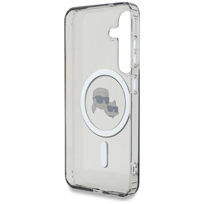 Funda MagSafe para Samsung Galaxy S25+ S936, Karl Lagerfeld, IML Metal Karl & Choupette's Heads, Negra