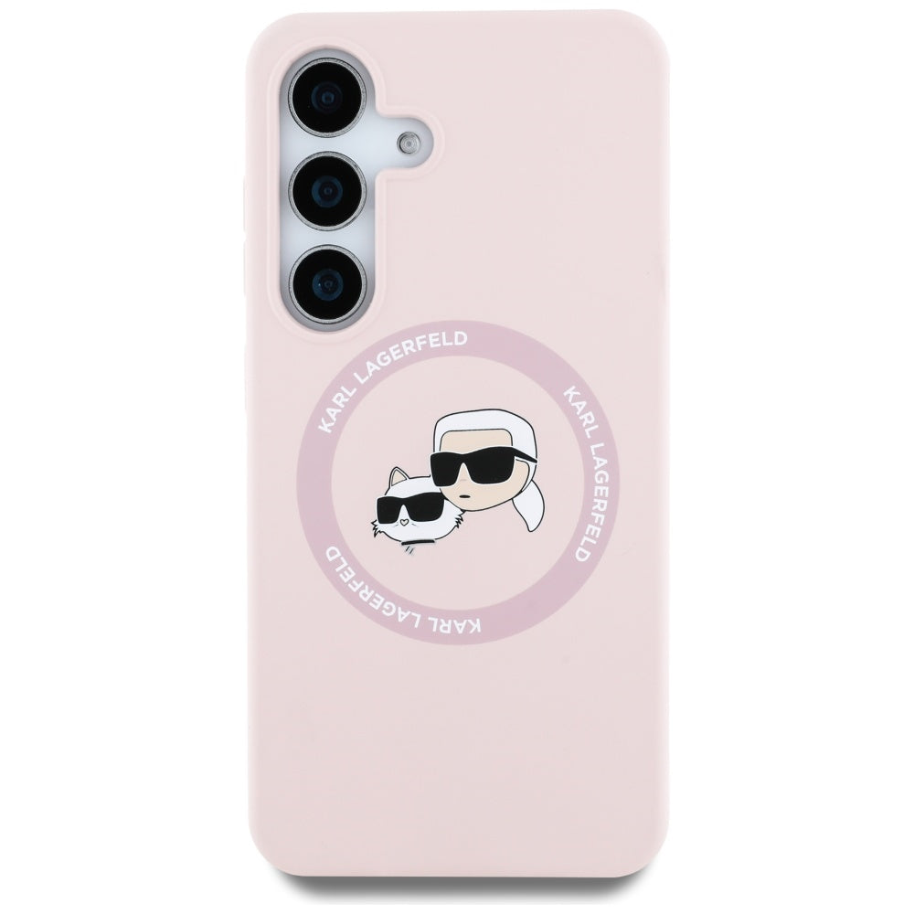 Funda MagSafe para Samsung Galaxy S25+ S936, Karl Lagerfeld, Silicone Double Heads, Rosa