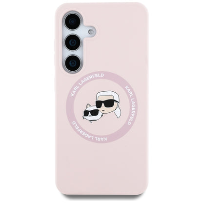 Funda MagSafe para Samsung Galaxy S25+ S936, Karl Lagerfeld, Silicone Double Heads, Rosa