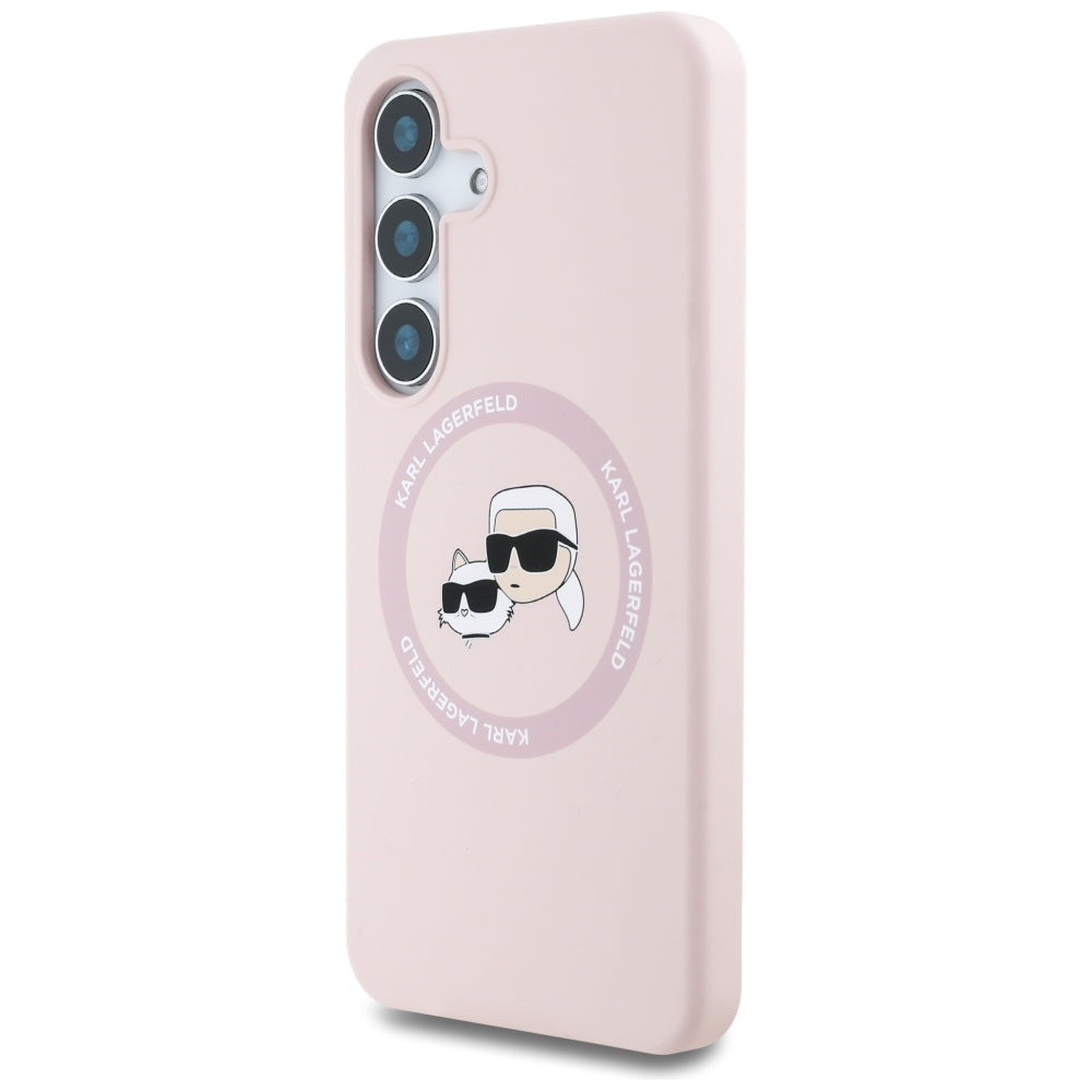 Funda MagSafe para Samsung Galaxy S25+ S936, Karl Lagerfeld, Silicone Double Heads, Rosa