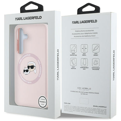 Funda MagSafe para Samsung Galaxy S25+ S936, Karl Lagerfeld, Silicone Double Heads, Rosa