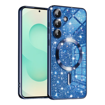 Funda MagSafe para Samsung Galaxy S25+ S936, Techsuit, Luxury Glitter, Azul Oscuro