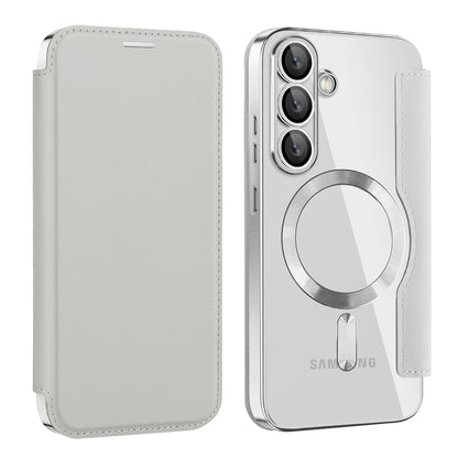 Funda MagSafe para Samsung Galaxy S25+ S936, Techsuit, SmartMag Book, Gris