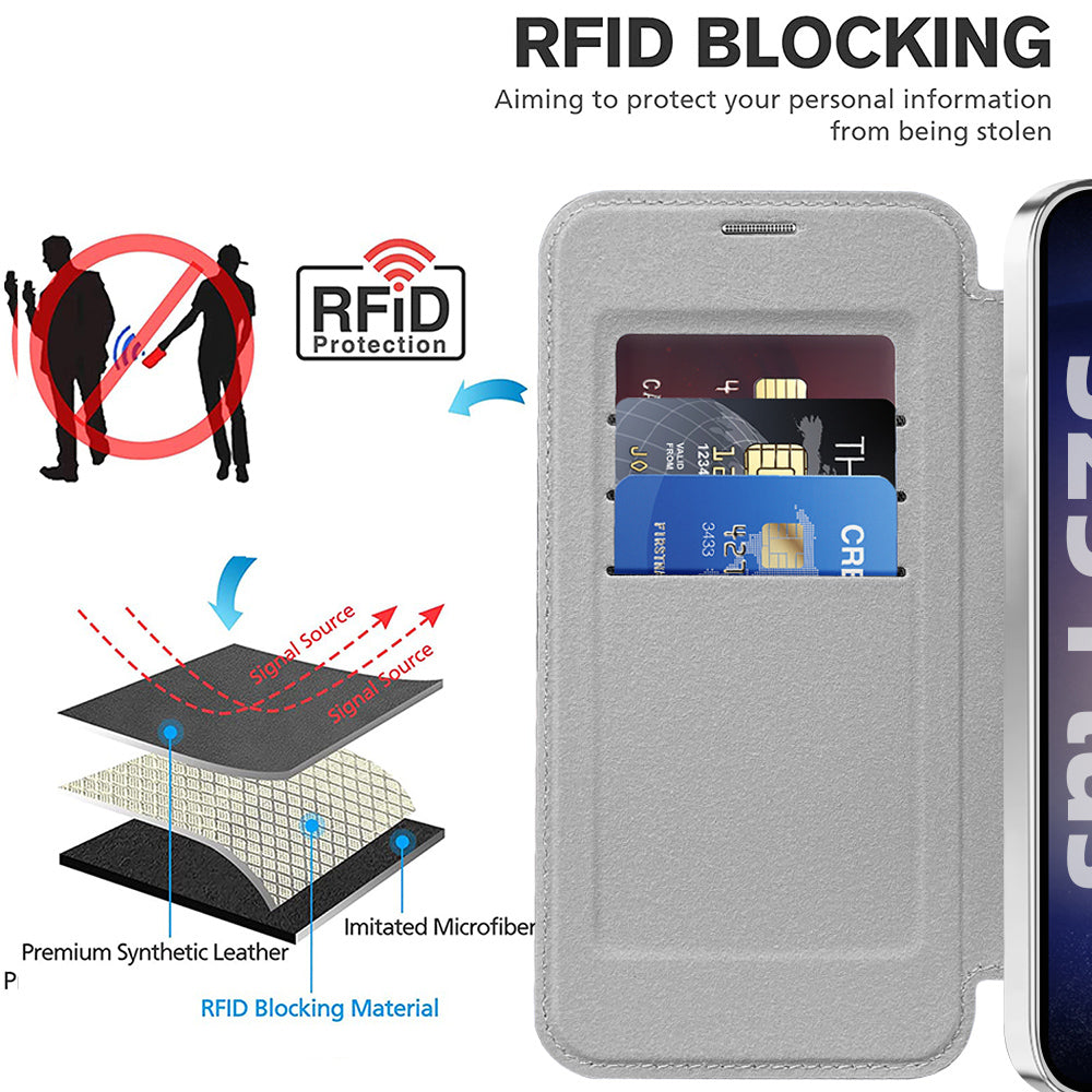 Funda MagSafe para Samsung Galaxy S25+ S936, Techsuit, SmartMag Book, Gris