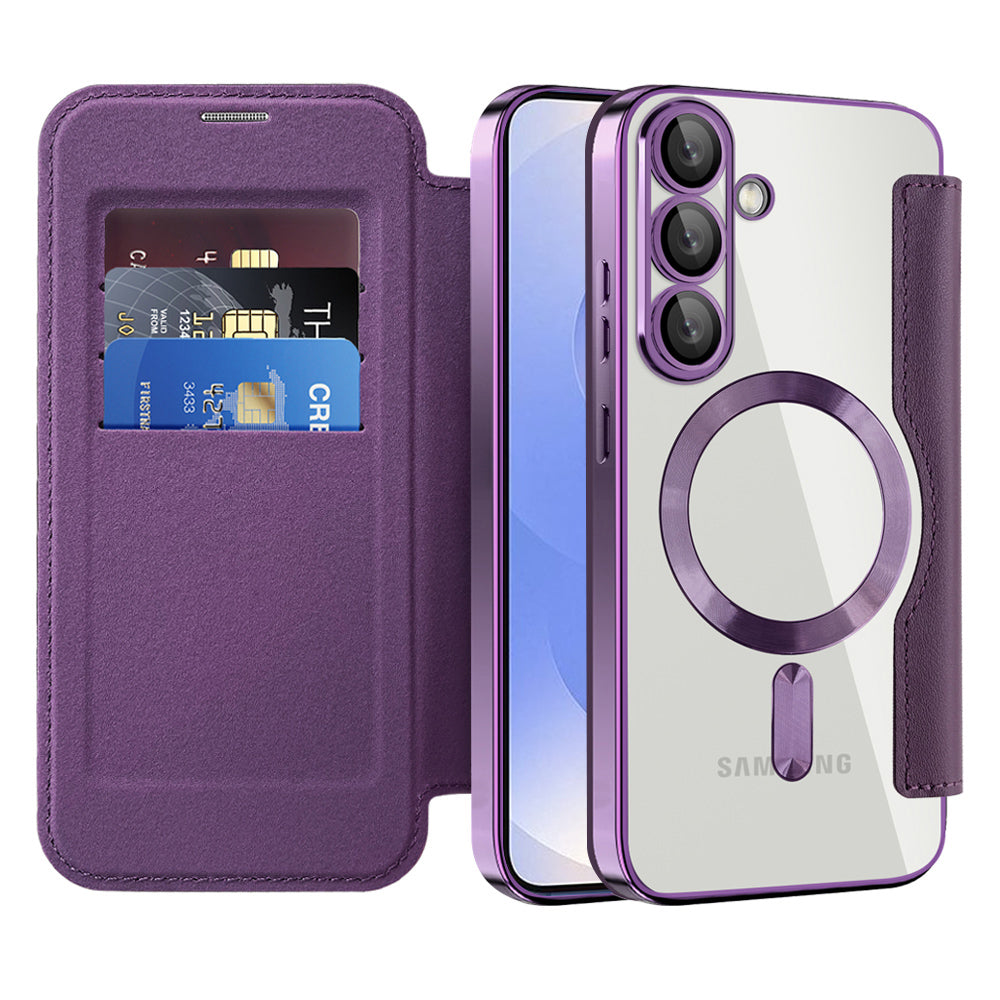 Funda MagSafe para Samsung Galaxy S25+ S936, Techsuit, SmartMag Book, Morado