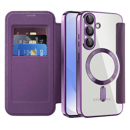 Funda MagSafe para Samsung Galaxy S25+ S936, Techsuit, SmartMag Book, Morado