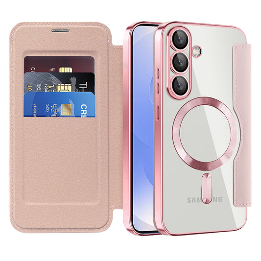 Funda MagSafe para Samsung Galaxy S25+ S936, Techsuit, SmartMag Book, Rosa