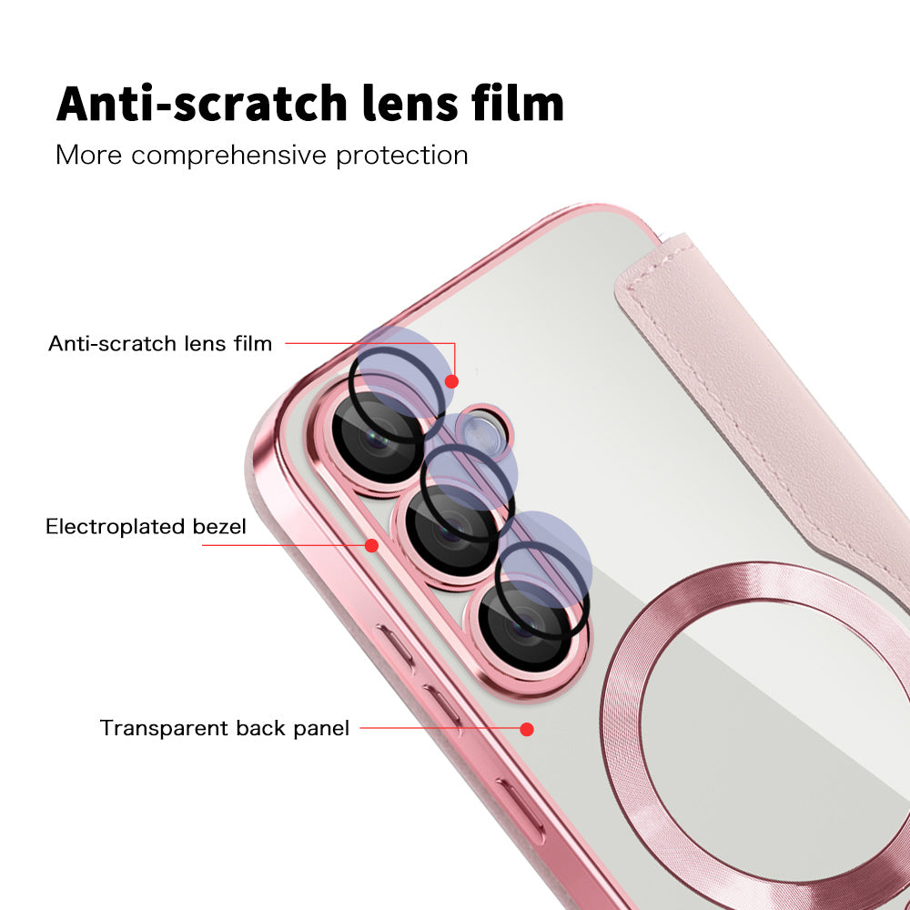 Funda MagSafe para Samsung Galaxy S25+ S936, Techsuit, SmartMag Book, Rosa