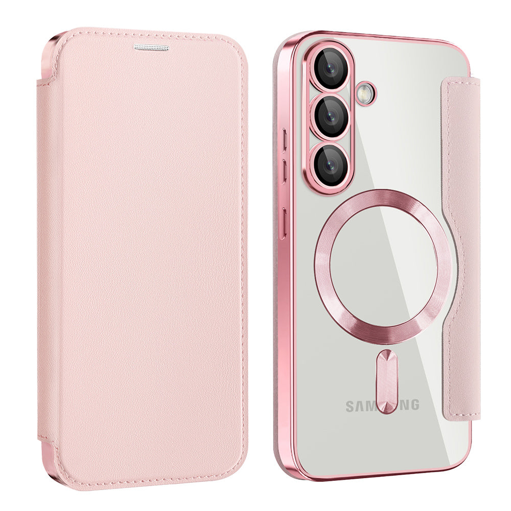 Funda MagSafe para Samsung Galaxy S25+ S936, Techsuit, SmartMag Book, Rosa