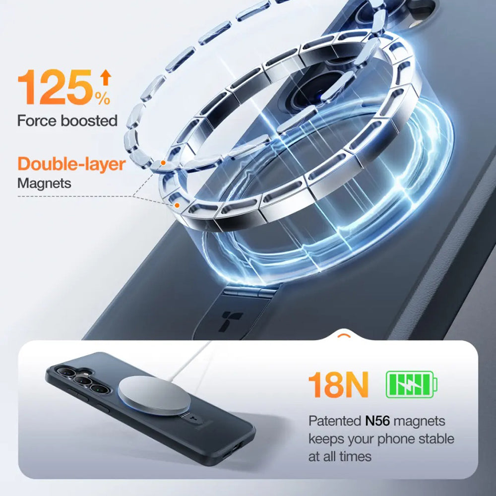 Funda MagSafe para Samsung Galaxy S25+ S936, Torras, Ostand, Negra