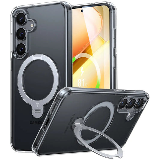 Funda MagSafe para Samsung Galaxy S25+ S936, Torras, Ostand Spin, Transparente