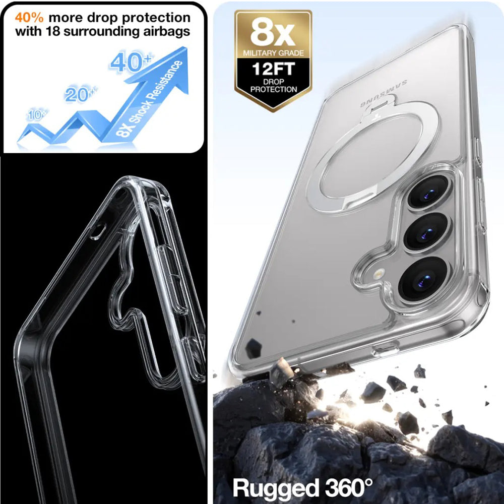 Funda MagSafe para Samsung Galaxy S25+ S936, Torras, Ostand Spin, Transparente