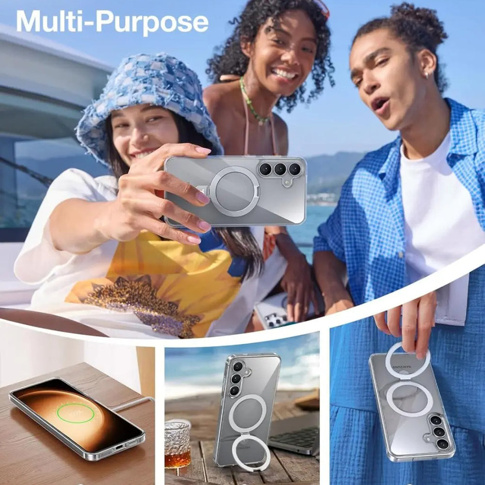 Funda MagSafe para Samsung Galaxy S25+ S936, Torras, Ostand, Transparente
