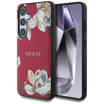 Funda MagSafe para Samsung Galaxy S25 S931, Guess, Grained Flowers, Fucsia