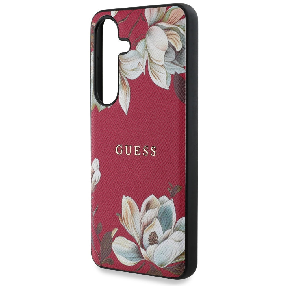 Funda MagSafe para Samsung Galaxy S25 S931, Guess, Grained Flowers, Fucsia