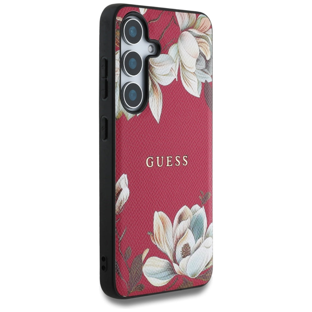 Funda MagSafe para Samsung Galaxy S25 S931, Guess, Grained Flowers, Fucsia