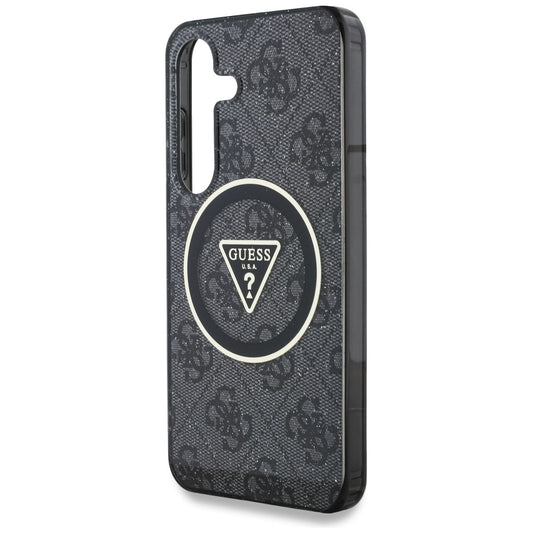 Funda MagSafe para Samsung Galaxy S25 S931, Guess, IML Glitter 4G Circle Triangle, Negra