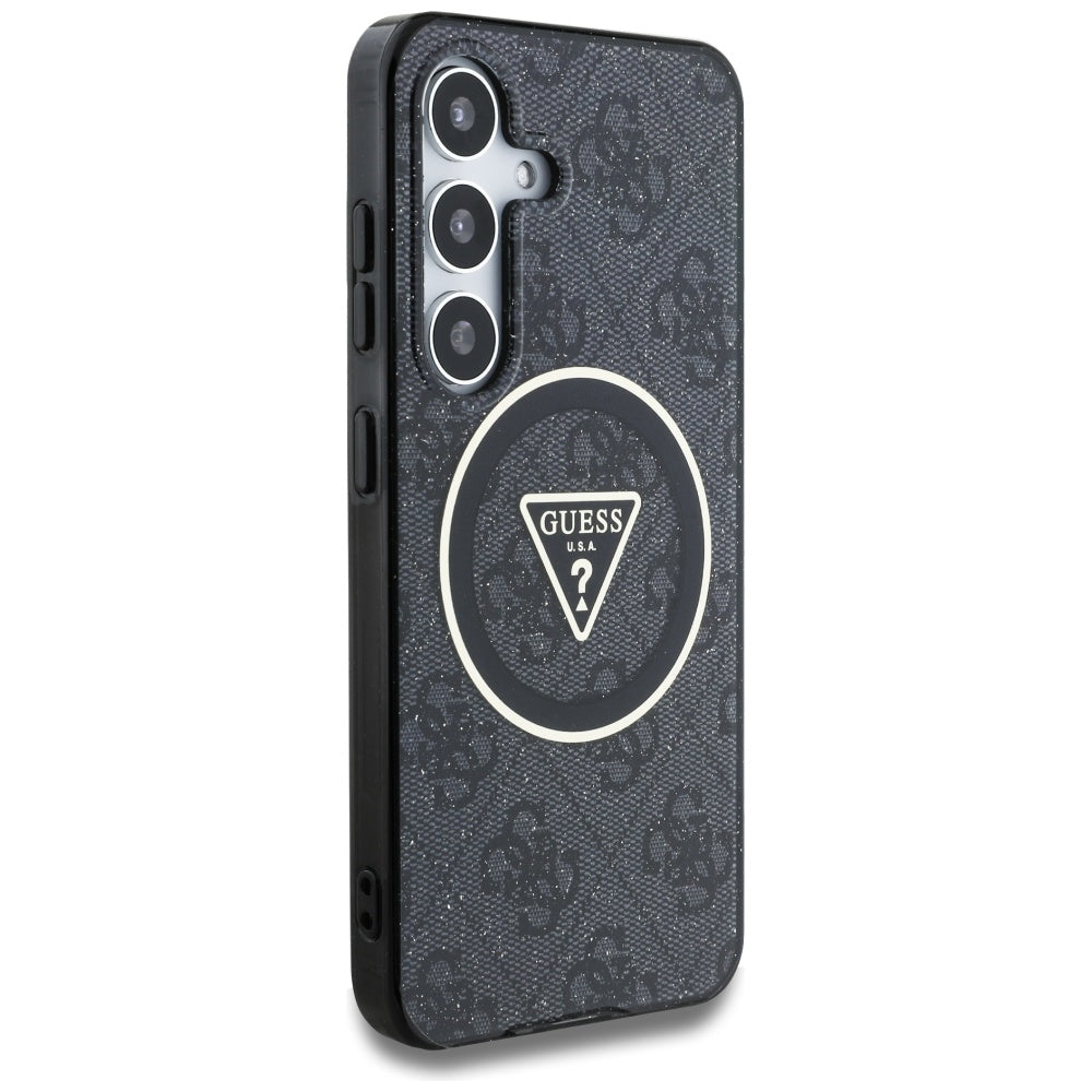 Funda MagSafe para Samsung Galaxy S25 S931, Guess, IML Glitter 4G Circle Triangle, Negra