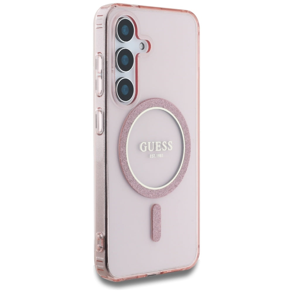 Funda MagSafe para Samsung Galaxy S25 S931, Guess, IML Glitter Circle, Rosa